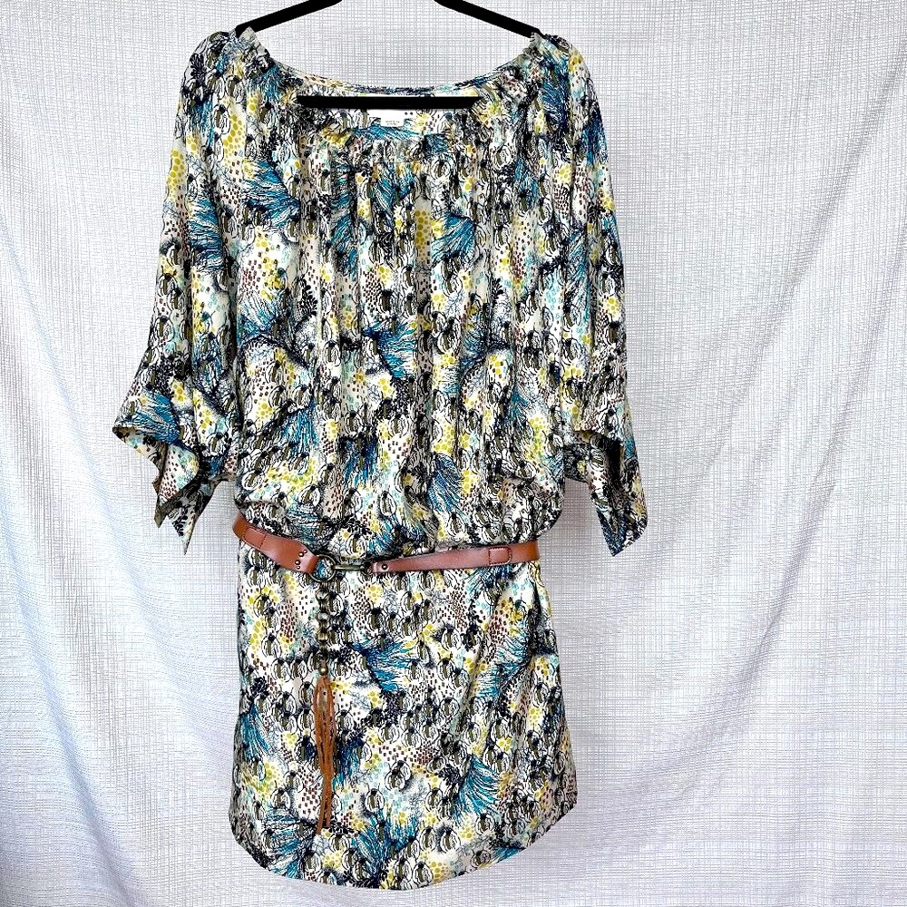 Anthropologie Rutzou Silk Dress Boho Festival Off the Shoulder Fairy Witchy